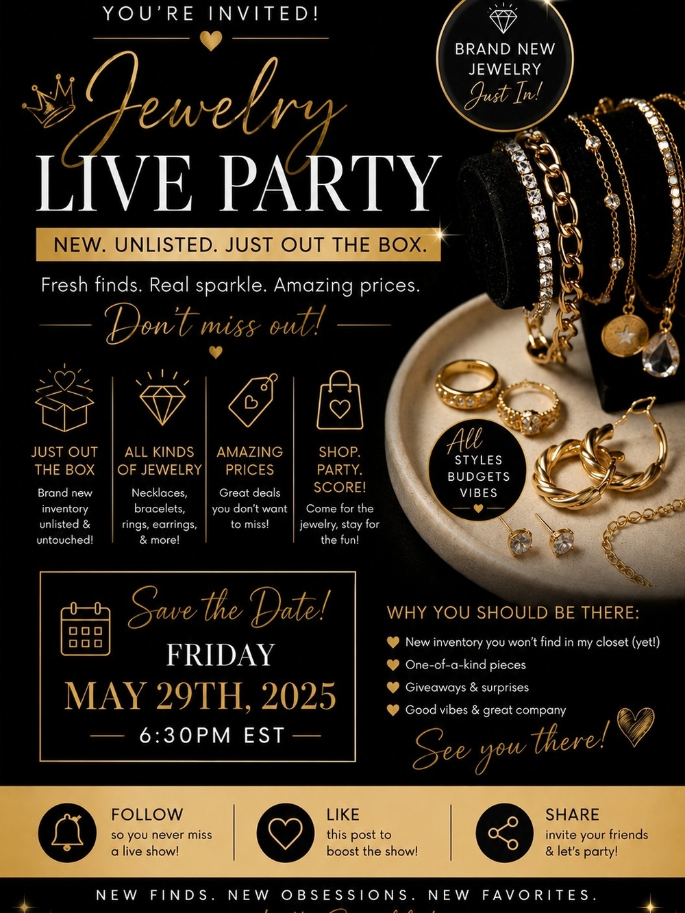 LIVE Jewelry POSH Show - NEW & UNLISTED